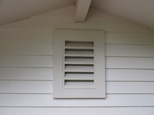 close-up of finsihed attic vent added to Lake Oswego home